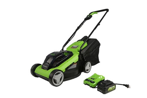 Greenworks - 13 in. 24-Volt Cordless Walk Behind Lawn Mower (4.0Ah Battery & Charger Included) - Green
