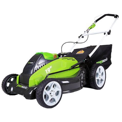 Greenworks - 19" 40-Volt Cordless Walk Behind Lawn Mower (2.0Ah & 4.0Ah Batteries and Charger Included) - Green