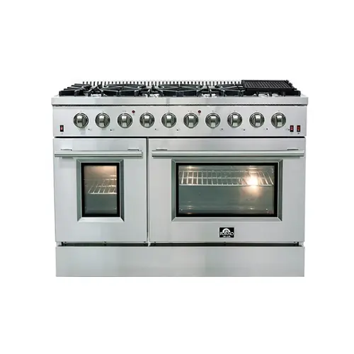 Front. Forno Appliances - Galiano Alta Qualita 6.58 Cu. Ft. Freestanding Double Oven Gas Range with Convection Oven - Stainless Steel.