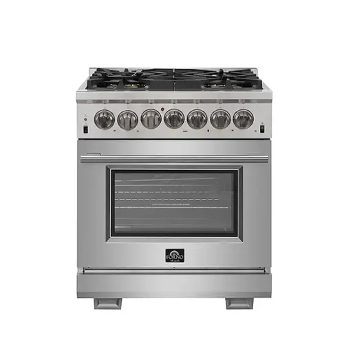 Front. Forno Appliances - Capriasca Alta Qualita 4.32 Cu. Ft. Freestanding Dual Fuel Range with Convection Oven - Silver.