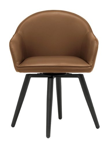 

Studio Designs - Dome Swivel Office Chair-Caramel - Caramel Brown Faux Leather / Black Metal Legs