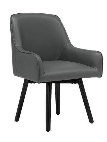 Studio Designs - Spire Luxe Swivel Office Chair-Grey - Smoke Grey Blended Leather / Black Metal Legs