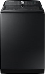 Samsung - 5.2 cu. ft. Large Capacity Smart Top Load Washer with Super Speed Wash - Brushed black - Front_Standard