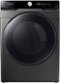 Samsung - 7.5 Cu. Ft. Stackable Smart Electric Dryer with Steam and AI Smart Dial - Brushed Black-Front_Standard