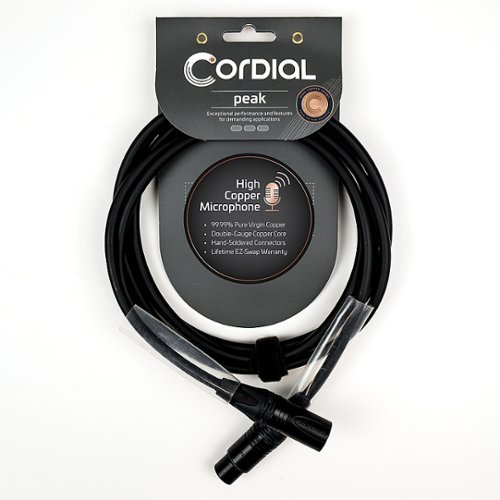 Cordial - Peak Series 25-Foot Premium High-Copper Studio Microphone Cable - Black