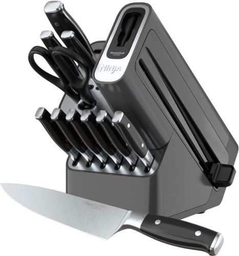 Ninja - NeverDull Premium 12-Piece Knife Block Set with Built-in Sharpener System - Black & Silver