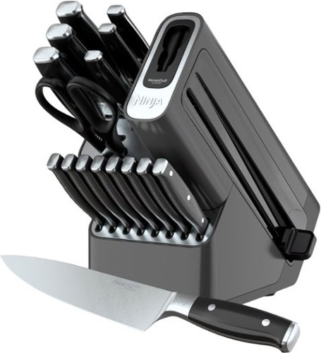 Ninja - Foodi NeverDull Premium 17-Piece Knife Block Set with Built-in Sharpener System - Black & Silver