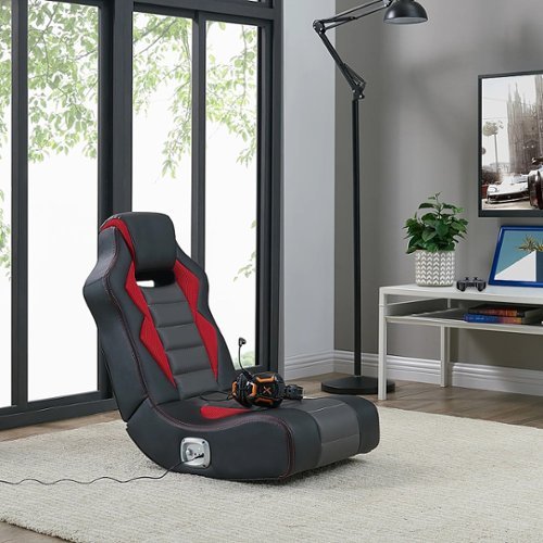 X Rocker Flash 2.0 Wired Audio Floor Rocking Gaming Chair in Red, Gray and Black - Black & Red