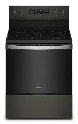 Front. Whirlpool - 5.3 Cu. Ft. Freestanding Electric Convection Range with Air Fry - Black Stainless.