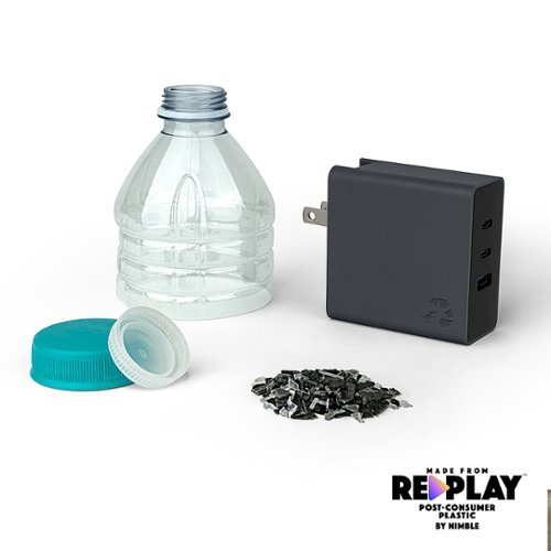 Nimble - Eco-Friendly WALLY 65W 3-Port Apple MFI Certified USB-C GaN Laptop Charger - Gray-Alt_View_Standard_17 