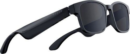 Razer - Geek Squad Certified Refurbished Anzu Smart Glasses Large Rect Frame Bundle w Blue Light Filter and Polarized Lenses - Black