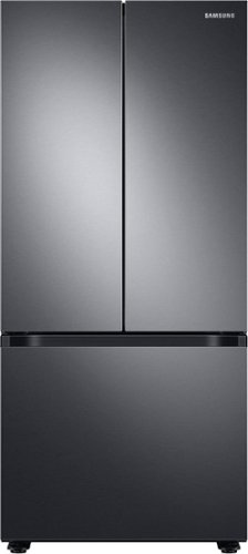 Samsung - 22 cu. ft. Smart 3-Door French Door Refrigerator - Black stainless steel
