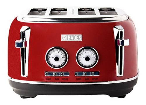Haden - Dorset 4-Slice Toaster with Browning Control, Cancel, Reheat and Defrost Settings - Rectory Red