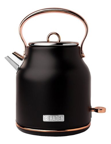 Haden - Heritage  1.7 Liter Electric Kettle Stainless Steel with Auto Shut -Off - Black/Copper