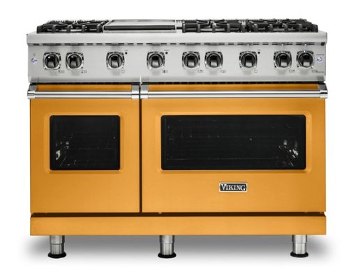 Viking - 6.1 Cu. Ft. 48"W. Professional 5 Series Freestanding Double Oven Liquid Propane Gas Convection Range - Daffodil-Front_Standard 