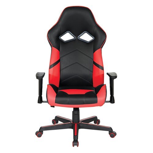 OSP Home Furnishings - Vapor Gaming Chair in Black Faux Leather with Red Accents - Red/Black