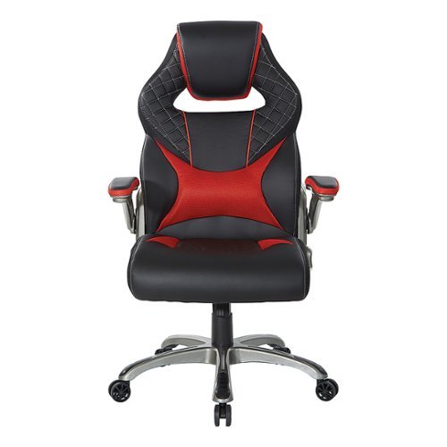 OSP Home Furnishings - Oversite Gaming Chair in Faux Leather with Accents - Red