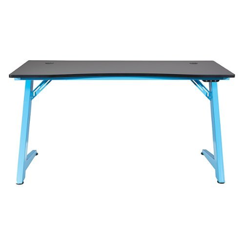 OSP Home Furnishings - Beta Battlestation Gaming Desk with Black Carbon Top and Matte Blue Legs - Black and Blue