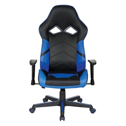 OSP Home Furnishings - Vapor Gaming Chair in Black Faux Leather with Blue Accents - Blue/Black