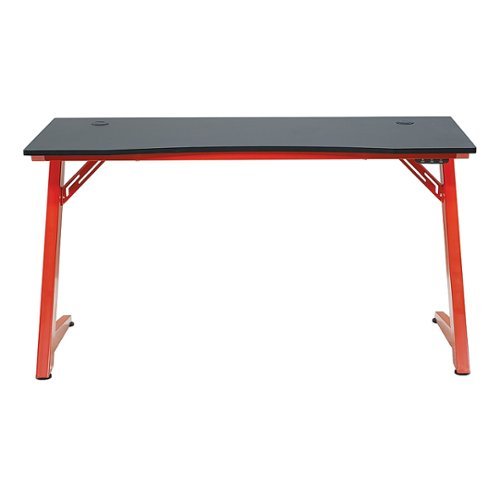 OSP Home Furnishings - Beta Battlestation Gaming Desk with Black Carbon Top and Matt Red Legs - Black and Red