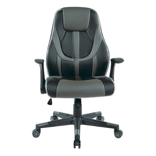 OSP Home Furnishings - Output Gaming Chair in Black Faux Leather With Grey Accents and Controllable RGB LED Light Piping. - Black / Gray
