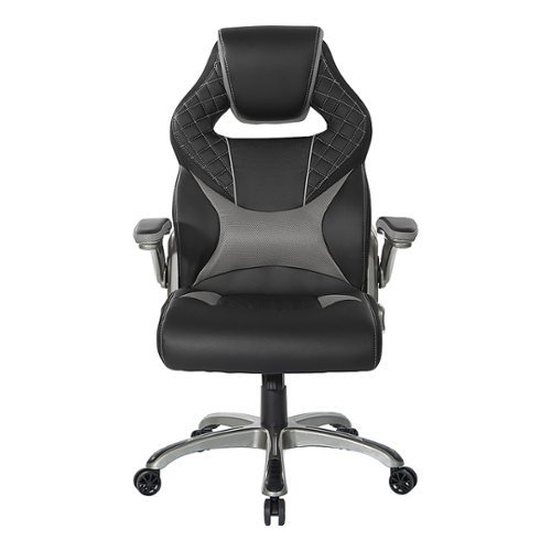 OSP Home Furnishings - Oversite Gaming Chair in Faux Leather with Accents - Gray