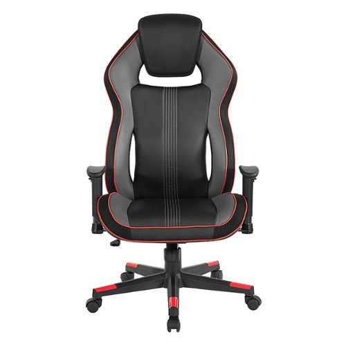 OSP Home Furnishings - BOA II Gaming Chair in Bonded Leather with Accents - Black and Red