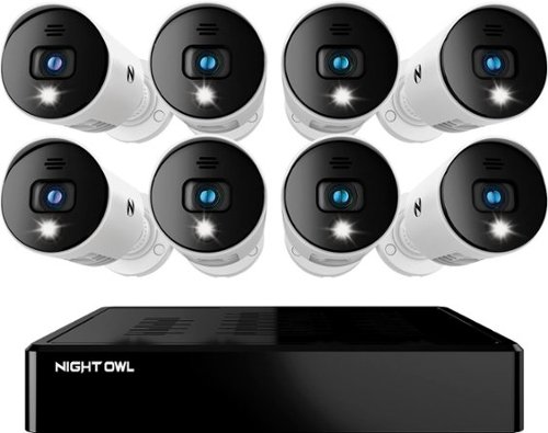 Image of Night Owl - 8-Channel, 8-Camera Indoor/Outdoor Wired 1080p HD 1TB DVR Spotlight Cameras - White
