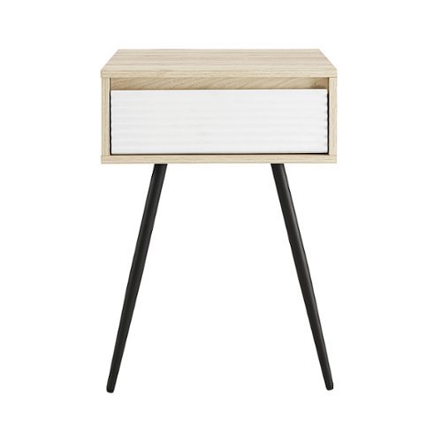 Walker Edison - 18” Contemporary Fluted Drawer Accent Table - Solid white/Birch