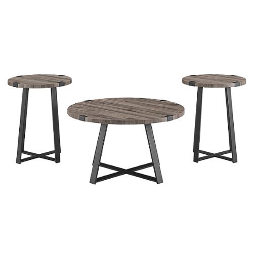

Walker Edison - Urban 3 Piece Metal Coffee and Side Table Set - Slate Grey