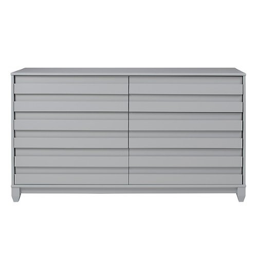 Walker Edison - 60” Contemporary 6 Grooved Drawer Wood Dresser - Grey