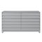 Walker Edison - 60” Contemporary 6 Grooved Drawer Wood Dresser - Gray-Front_Standard