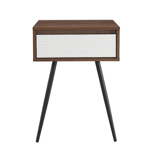 Walker Edison - 18” Contemporary Fluted Drawer Accent Table - Solid white/Dark walnut