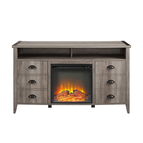 Walker Edison - Rustic Apothecary Two Door Fireplace TV Stand for Most TVs up to 58" - Grey Wash