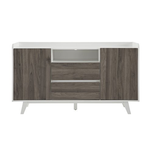 Walker Edison - 58” Modern Tray-Top TV Stand for TVs up to 65” - Solid white/Slate grey