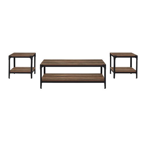 Walker Edison - Rustic 3-Piece Metal-Leg Coffee and Side Table Set - Rustic/Oak