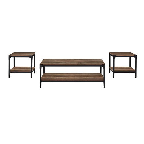 

Walker Edison - Rustic 3-Piece Metal-Leg Coffee and Side Table Set - Rustic/Oak