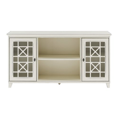Walker Edison - 60” Classic 2 Door Sideboard with Fretwork Detail - Antique white-Front_Standard 