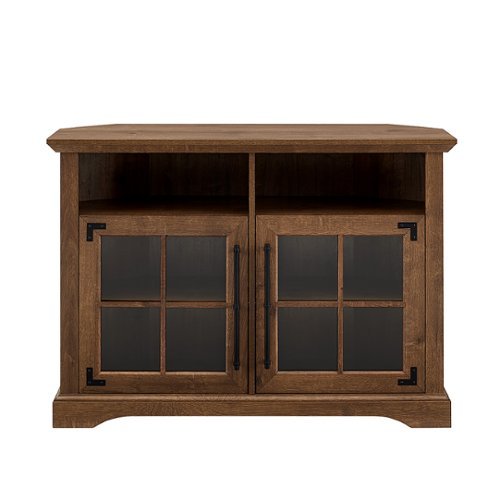 Walker Edison - 44” Farmhouse Corner TV Stand for TVs up to 50” - Natural walnut