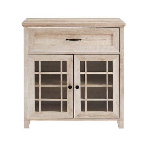 Walker Edison - 32” Classic Detailed Double Door Accent Cabinet - White oak