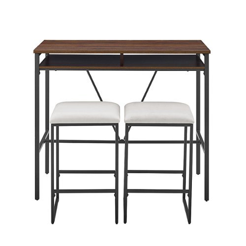 Walker Edison - 3-Piece Counter Height Dining Table with Stools - Dark walnut/grey