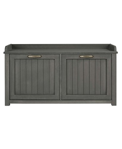 Walker Edison - 38” Classic Drop Down Storage Entry Bench - Grey Wash