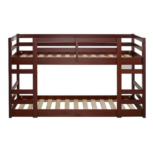 Walker Edison - Solid Wood Low Twin over Twin Bunk Bed - Espresso