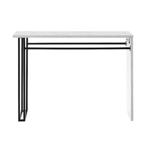 Walker Edison - 42” Modern Metal and Wood Waterfall Entry Table - Faux white marble