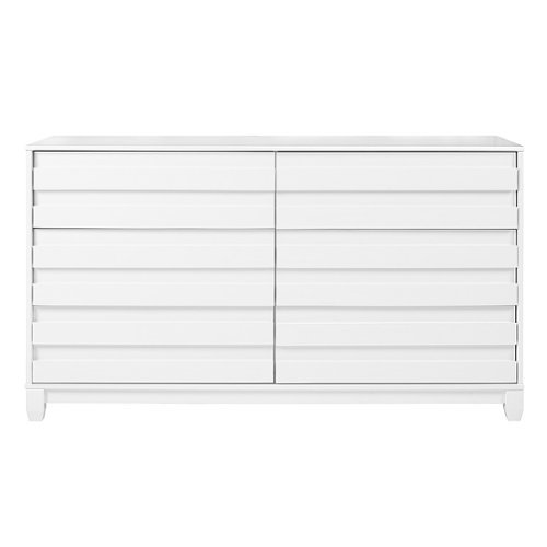 Walker Edison - 60” Contemporary 6 Grooved Drawer Wood Dresser - White