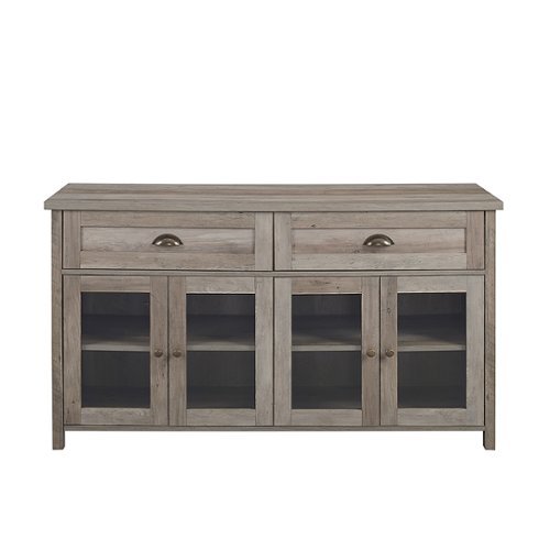 Walker Edison - 52” Farmhouse Glass Door Metal Accent Sideboard - Grey wash-Front_Standard 