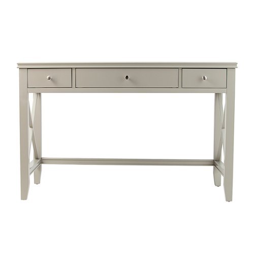 SEI Furniture - Larksmill Farmhouse Writing Desk - Gray finish with brushed silver hardware-Front_Standard 