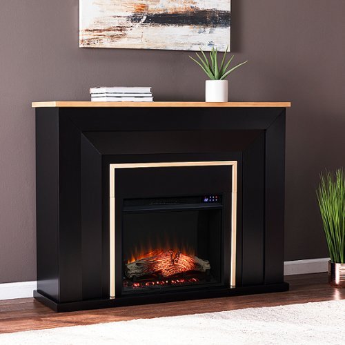 Southern Enterprises - Cardington Electric Fireplace - Black and natural finish