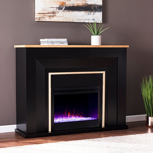 Southern Enterprises - Cardington Color Changing Fireplace - Black and natural finish