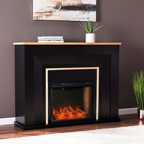 Southern Enterprises - Cardington Alexa Smart Fireplace - Black and natural finish